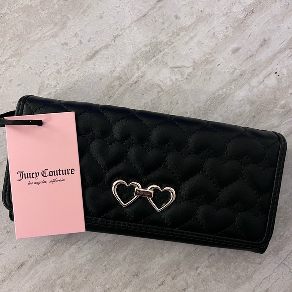 Juicy Couture Women’s Single Gusset Flap Clutc - Black Quilted Women's Wallet - Picture 12 of 12